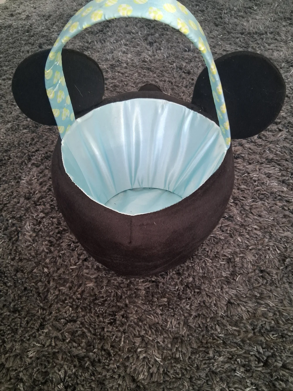 Cute PlushMickey Mouse Easter Basket in Black and Light Blue